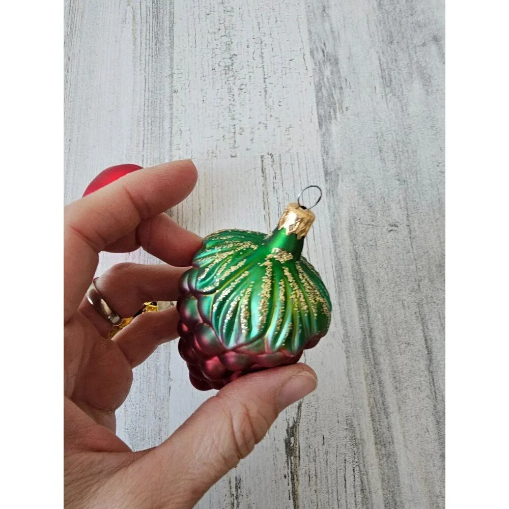 Vintage glass‎ fruit ornament raspberry tomato acorn food Xmas tree set